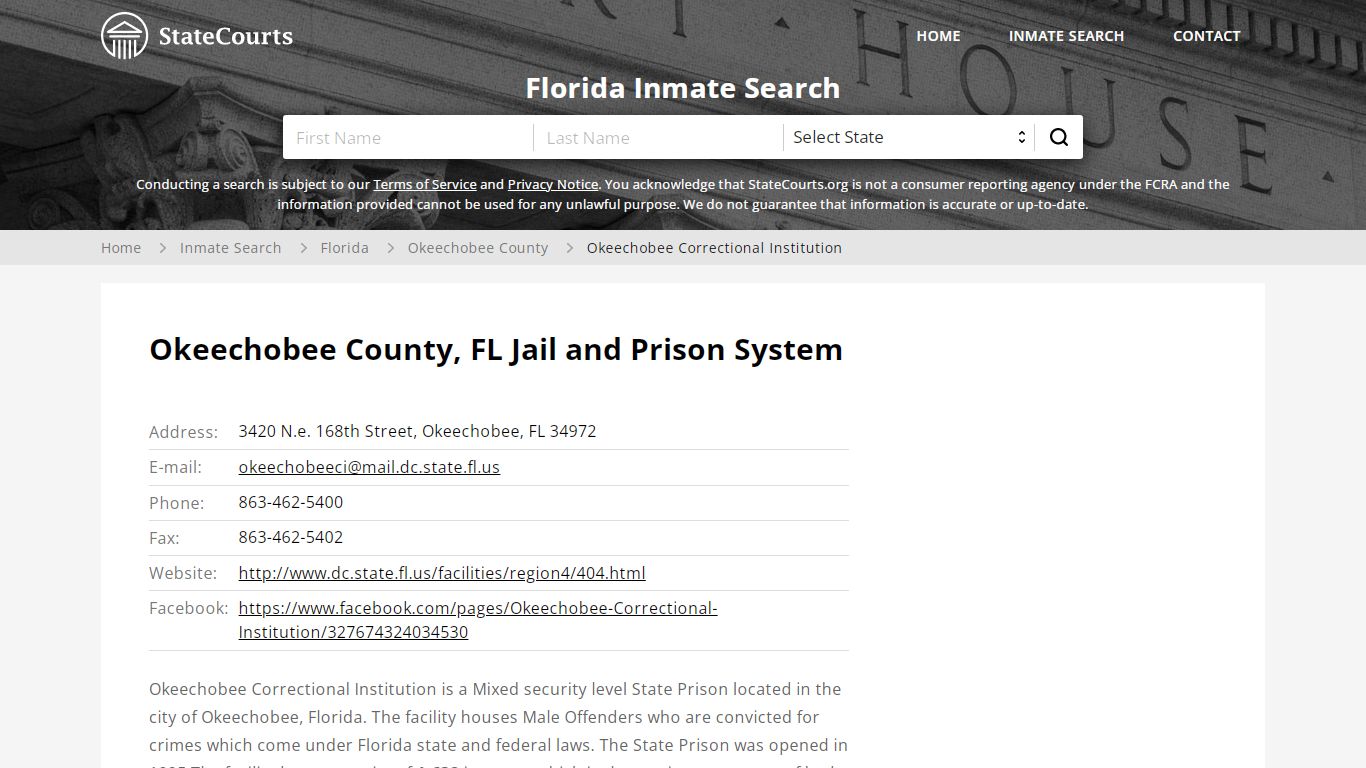 Okeechobee Correctional Institution Inmate Records Search ...